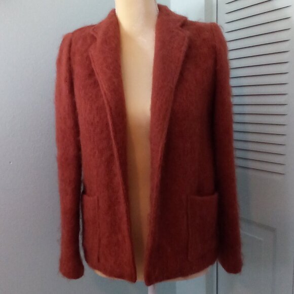VTG CAROLE LITTLE for SAINT-TROPEZ WEST size 6 WOOL MOHAIR OPEN FRONT CARDIGAN - Picture 1 of 7